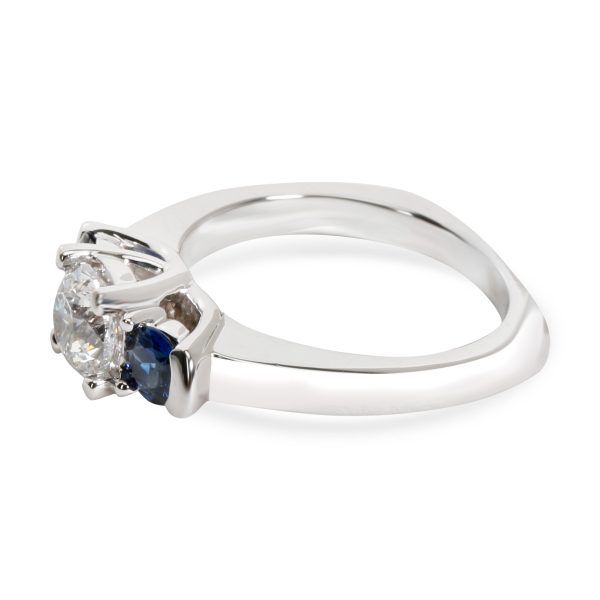 3 Stone Ring White Gold Three Stone Diamond Sapphire Ring in 14K White Gold G H SI2 08 CTW