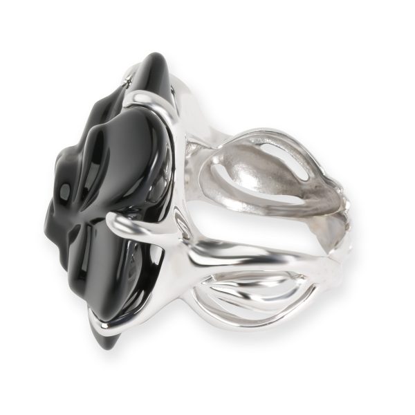 Chanel Chanel Camelia Black Ceramic Flower Ring in 18K White Gold