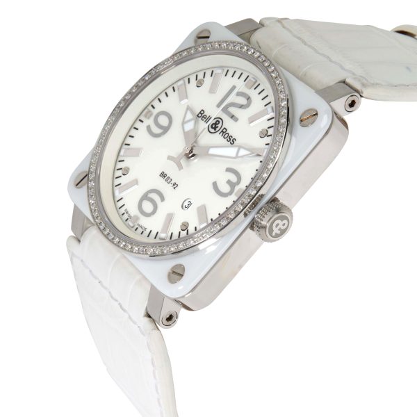 100778 lv Bell Ross White Ceramic Diamonds BR 03 92 Unisex Watch in Stainless SteelCer