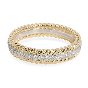 Tiffany Co Schlumberger Rope two row diamond Ring in 18Kt Yellow Gold 023ctw Cart