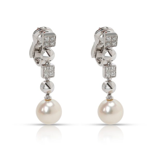 Bulgari Lucea Pearl Diamond Drop Earrings in 18K White Gold 050 CTW Bulgari Lucea Pearl Diamond Drop Earrings in 18K White Gold 050 CTW