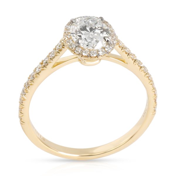 100812 pv Tiffany Co Halo Oval Diamond Engagement Ring in 18K Yellow Gold F VVS1 1CTW