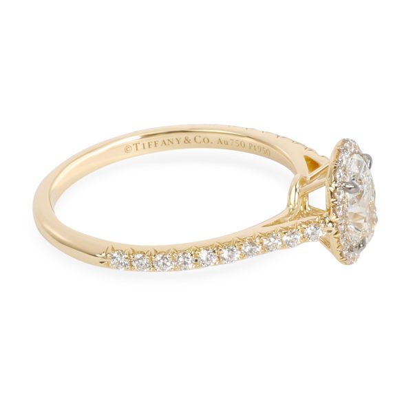 100812 sv Tiffany Co Halo Oval Diamond Engagement Ring in 18K Yellow Gold F VVS1 1CTW