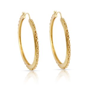 Anthony Nak Lace Edged Hoop Earrings in 18K Yellow Gold Louis Vuitton Sologne Damier Ebene Shoulder Bag Brown