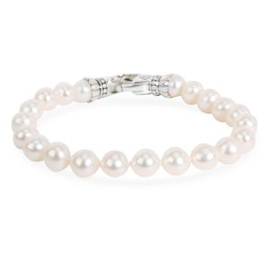 Lagos Pearl Bracelet in Sterling Silver 75mm Chanel Stone Washed Denim CC Wave Shopping Bag