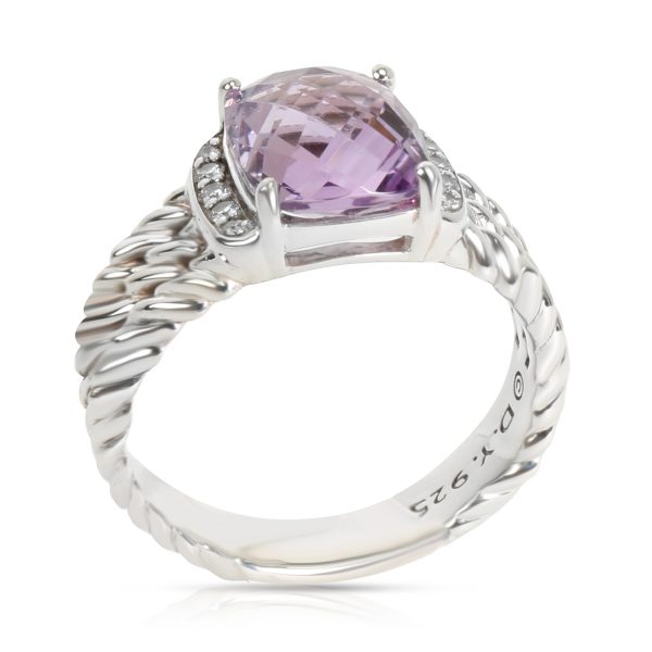 Fashion Ring Silver David Yurman Albion Ring with Amethyst Diamond in Sterling Silver 008 CTW