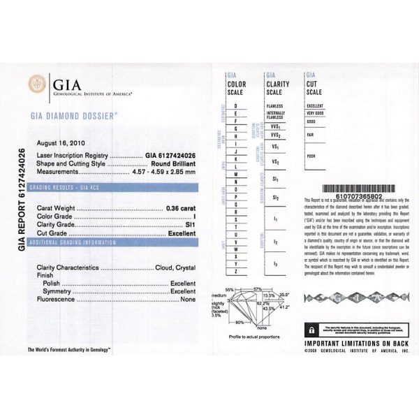 100950 av GIA Certified Round Cut Diamond Stud Earring in 14K White Gold I SI1 072 CTW