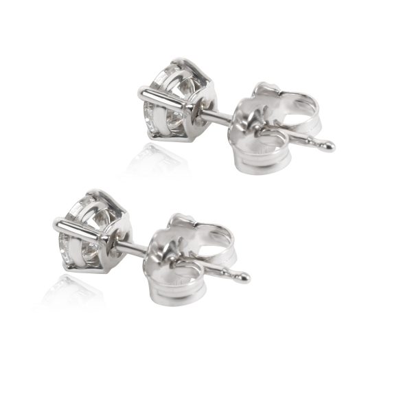 100950 sv GIA Certified Round Cut Diamond Stud Earring in 14K White Gold I SI1 072 CTW