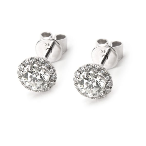 100985 sv 15a08705 3f2c 4aa4 aeeb 299a3d095f41 Round Cut Diamond Halo Stud Earrings in 14K White Gold 070 CTW