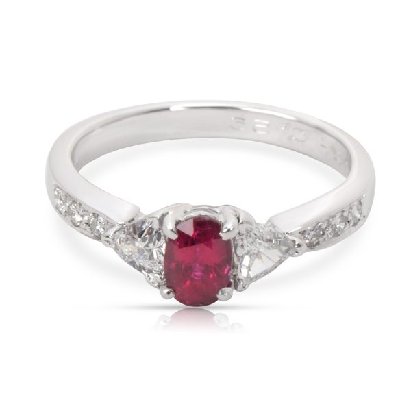 Gemma by WP Diamonds Three Stone Ruby Trilliant Diamond Ring in 14K White Gold 065 CTW