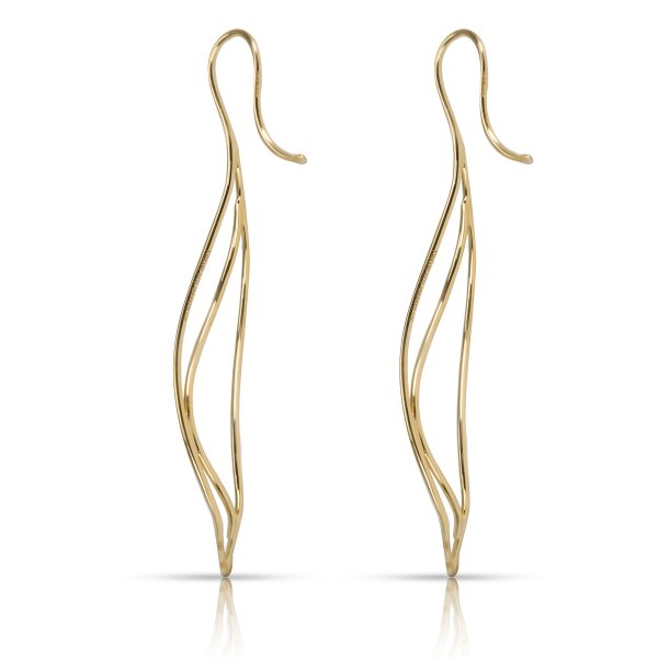 101144 bv Tiffany Co Elsa Peretti Wave Earrings in 18K Yellow Gold