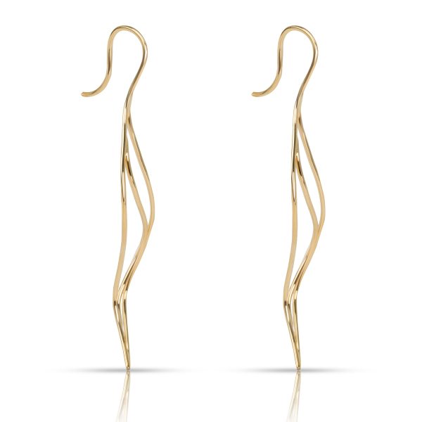 101144 sv Tiffany Co Elsa Peretti Wave Earrings in 18K Yellow Gold