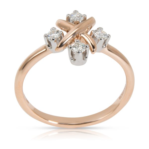 101145 pv Tiffany Co Schlumberger Lynn Diamond Ring in 18K Rose Gold Platinum