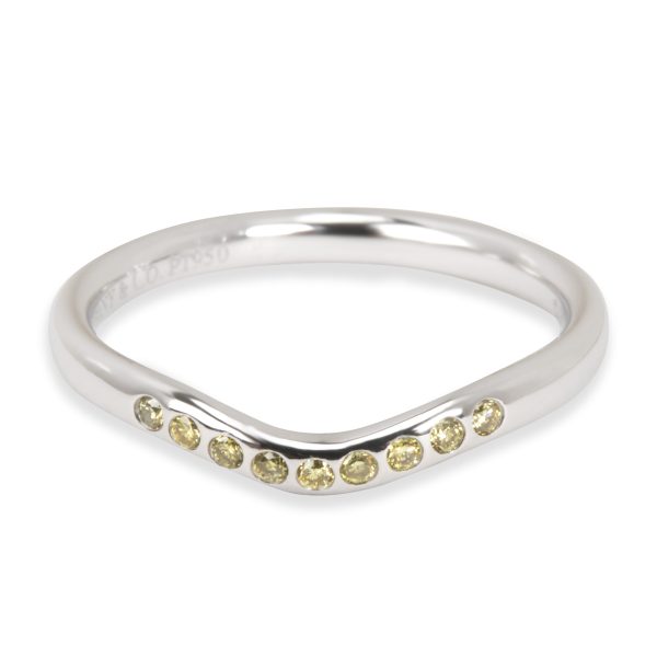 Tiffany Co Tiffany Co Elsa Peretti Curved Yellow Diamond Band in Platinum 008 ctw