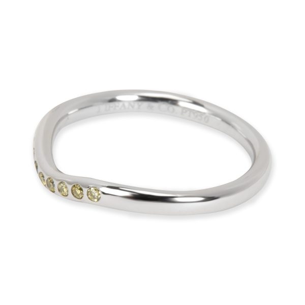 Band Platinum Tiffany Co Elsa Peretti Curved Yellow Diamond Band in Platinum 008 ctw