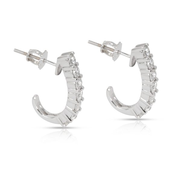 101242 sv b7905e21 9c80 47b2 ac3a 3c3f1fc3e1ac Prong Set Diamond Half Hoop Earrings in 14K White Gold 084 CTW