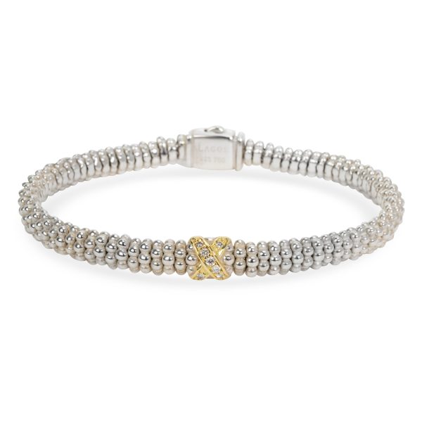 Lagos Diamond X Bracelet in 18K Yellow Gold Sterling Silver 007 CTW Lagos Diamond X Bracelet in 18K Yellow Gold Sterling Silver 007 CTW