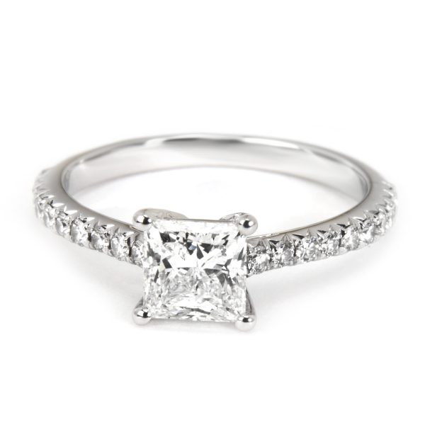 Tiffany Co Princess Diamond Engagement Ring in Platinum H VS1 087 CTW Tiffany Co Princess Diamond Engagement Ring in Platinum H VS1 087 CTW