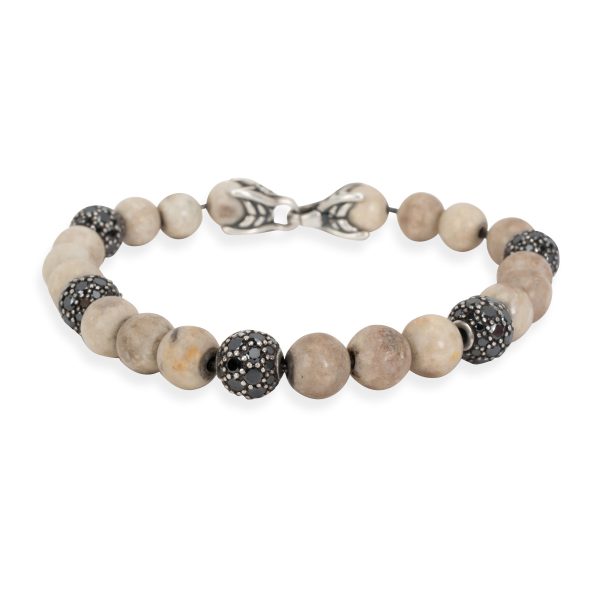 David Yurman Riverstone Diamond Bead Mens Bracelet in Sterling Silver 15 CTW David Yurman Riverstone Diamond Bead Mens Bracelet in Sterling Silver 15 CTW