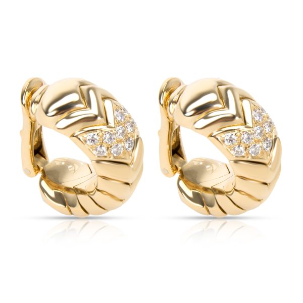 101418 sv 390fef11 cd42 46ef 831d 4f26874a90b1 Bulgari Spiga Curved Diamond Hoop Earrings in 18KT Yellow Gold 075 CTW