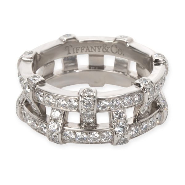 Rings Tiffany Co Diamond Woven Double Eternity Bands in Platinum 21 CTW