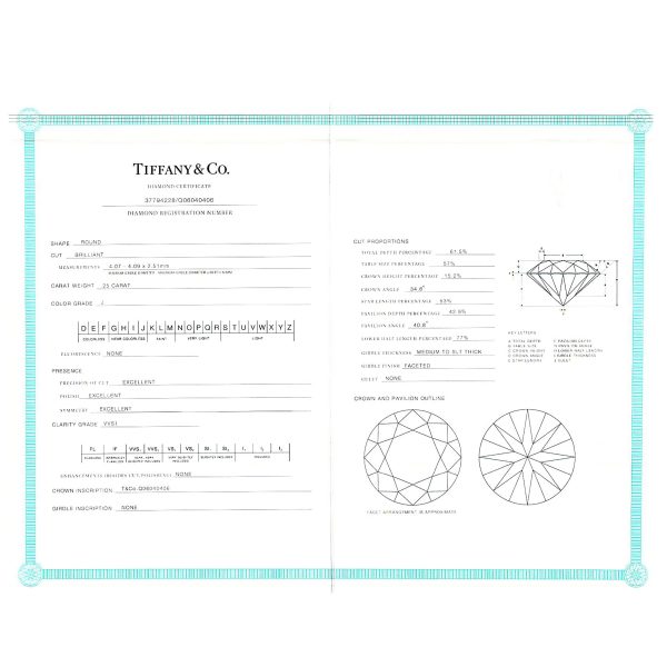 101444 stamp Tiffany Co Diamond Stud Earring in Platinum J VVS1 05 CTW