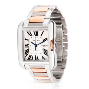 Cartier Tank Anglaise W5310007 Mens Watch in 18kt Stainless SteelRose Gold Gucci Tiger Head Ostrich Handbag Black