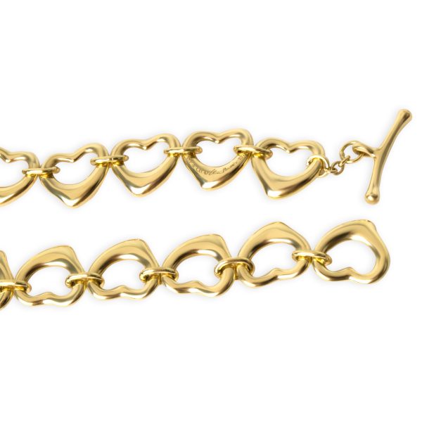 101505 clasp Tiffany Co Elsa Peretti Open Heart Links Toggle Bracelet in 18KT Yellow Gold