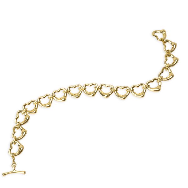 101505 pv Tiffany Co Elsa Peretti Open Heart Links Toggle Bracelet in 18KT Yellow Gold