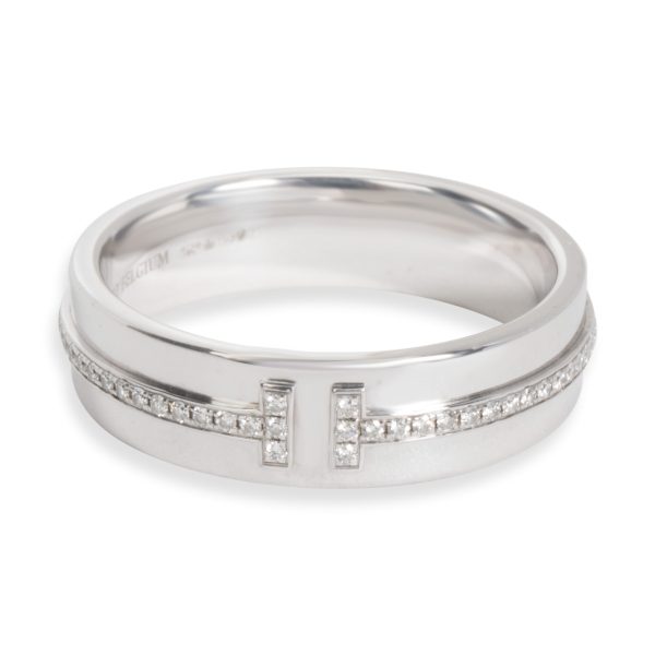 Tiffany Co Tiffany T Diamond Mens Ring in 18K White Gold 012 CTW Tiffany Co Tiffany T Diamond Mens Ring in 18K White Gold 012 CTW