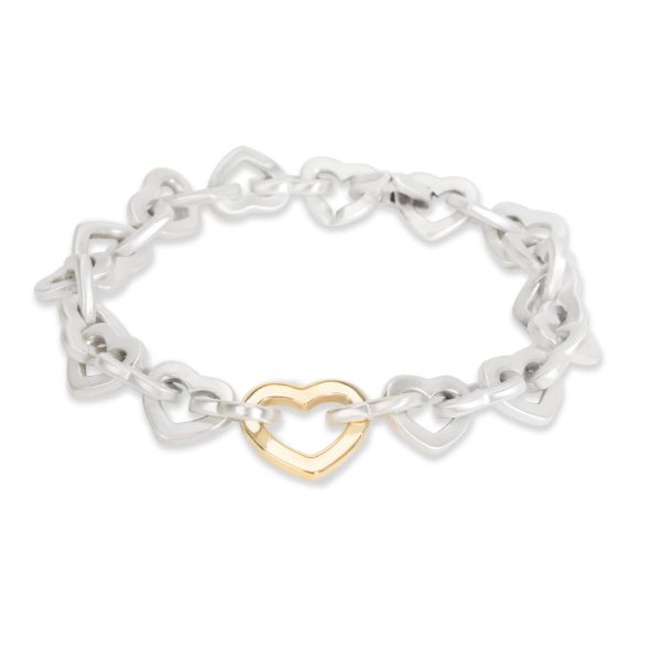 Tiffany Co Open Heart Links Bracelet in 18K Yellow GoldSterling Silver Tiffany Co Open Heart Links Bracelet in 18K Yellow GoldSterling Silver