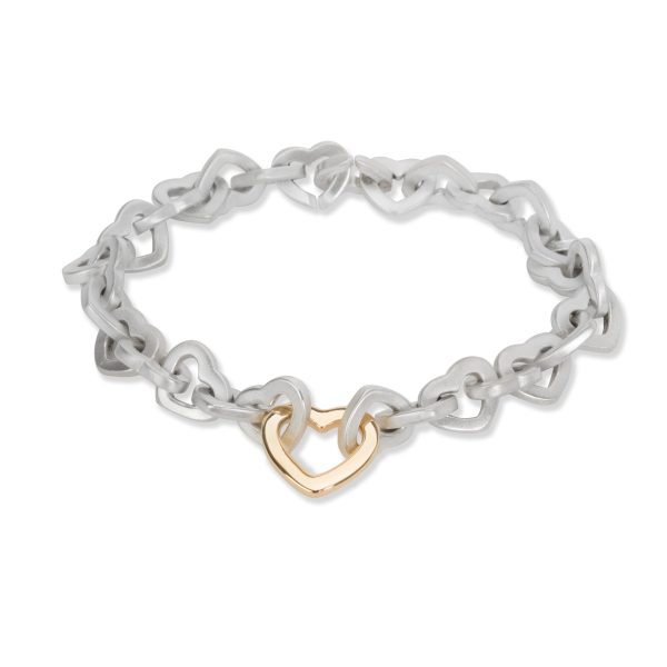 Tiffany Co Open Hearts Link Bracelet in 18K Yellow GoldSterling Silver Tiffany Co Open Hearts Link Bracelet in 18K Yellow GoldSterling Silver