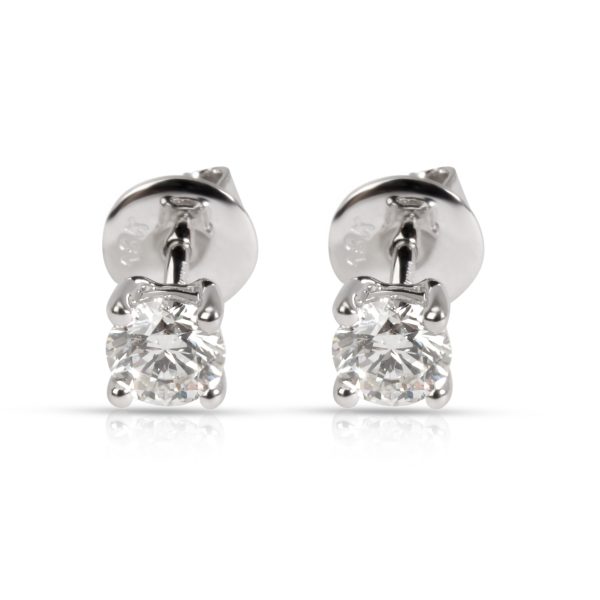 Tada Toy Four Prong Diamond Stud Earring in 18K White Gold G H VS 064 CTW Tada Toy Four Prong Diamond Stud Earring in 18K White Gold G H VS 064 CTW