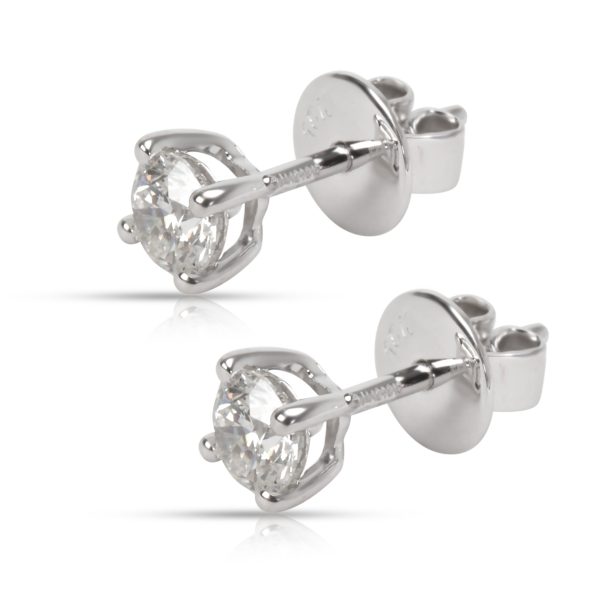 101671 sv Tada Toy Four Prong Diamond Stud Earring in 18K White Gold G H VS 064 CTW