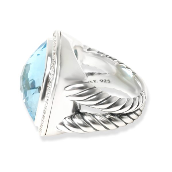 David Yurman David Yurman Albion Blue Topaz Diamond Ring in Sterling Silver Blue 042 CTW