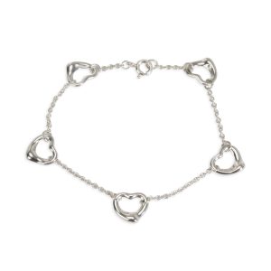 Tiffany Co Elsa Peretti 5 Station Open Heart Bracelet in Sterling Silver Louis Vuitton Mini Speedy Shopping Monogram Handbag