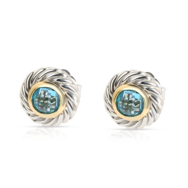 David Yurman Cable Blue Topaz Cookie Stud Earring in18K GoldSterling Silver David Yurman Cable Blue Topaz Cookie Stud Earring in18K GoldSterling Silver