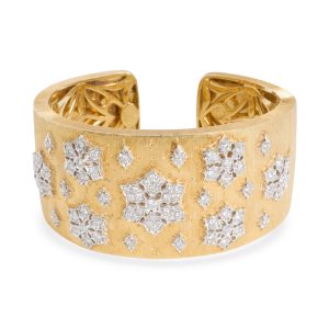 H Gold Hinged Bangle with Diamond Snowflake Design in18K Yellow Gold 15 CTW Prada Leather Long Wallet Black