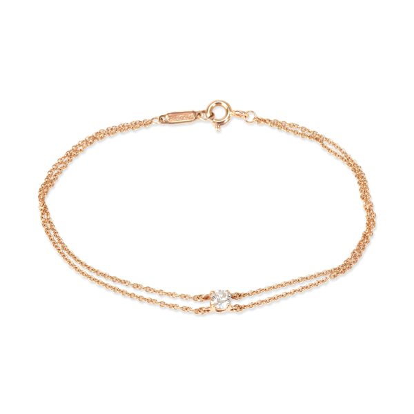 102285 av Tiffany Co Diamond Solitaire Bracelet in 18K Rose Gold 018 CTW