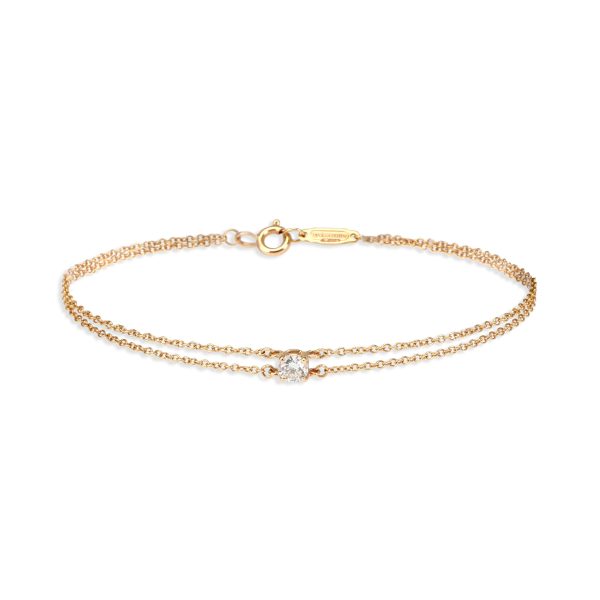 Tiffany Co Diamond Solitaire Bracelet in 18K Rose Gold 018 CTW Tiffany Co Diamond Solitaire Bracelet in 18K Rose Gold 018 CTW