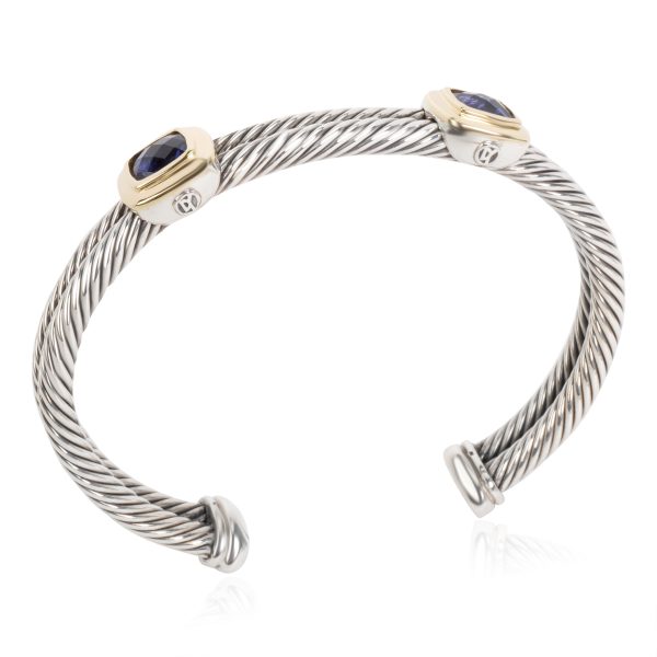 102297 pv David Yurman Double Cable Amethyst Bracelet in 18K Sterling Silver