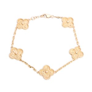 Van Cleef Arpels Vintage Alhambra 5 Station Bracelet in 18K Rose Gold Louis Vuitton City Steamer MM Grained Calf Leather 2way Handbag Shoulder Bag Noir
