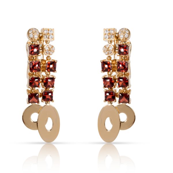 Bulgari Lucea Diamond Garnet Earrings in 18K Yellow Gold 060 CTW Bulgari Lucea Diamond Garnet Earrings in 18K Yellow Gold 060 CTW