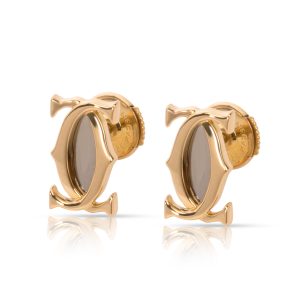 Cartier Double C Logo Earrings in 18K Yellow Gold Louis Vuitton Croisette Damier Ebene Brown