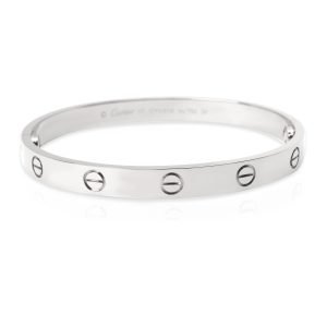 Cartier Love Bangle in 18K White Gold Loewe Zip Around Long Wallet Powder Stone Blue Beige