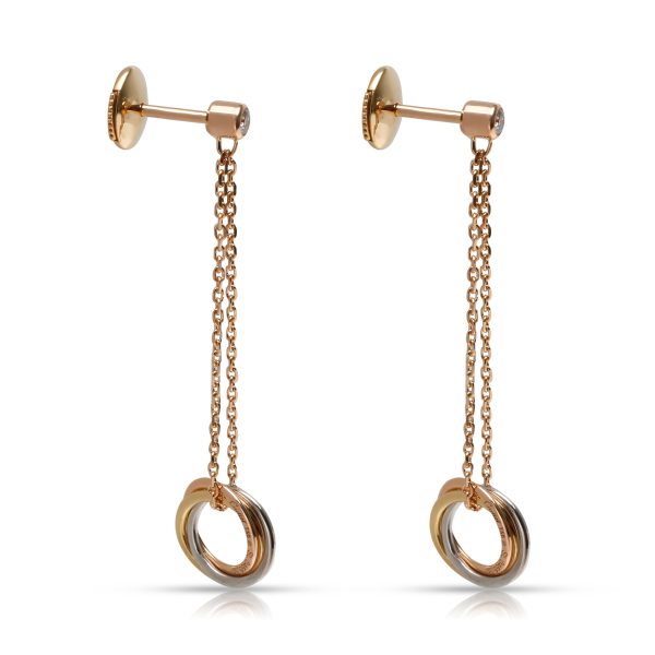 Rose White Gold Cartier Trinity Drop Earrings in 18K 3 Yellow Rose White Gold