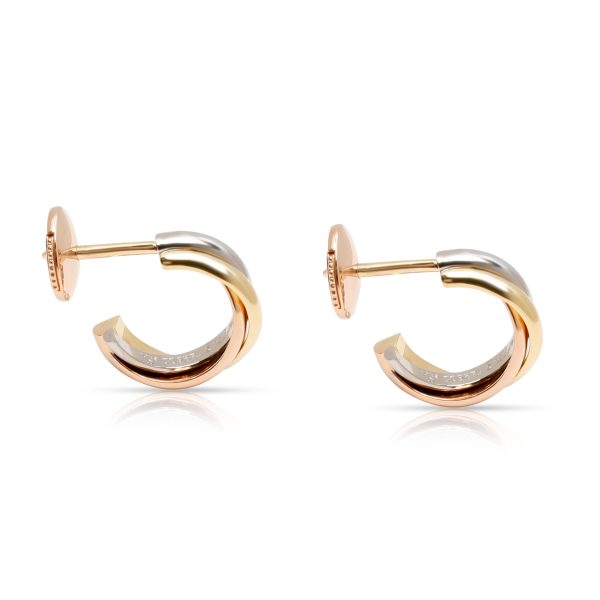 Rose White Gold Cartier Trinity Hoop Earrings in 18K Yellow Rose White Gold