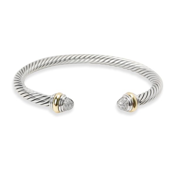 David Yurman Cable Diamond Cuff in 14K White Gold Sterling Silver David Yurman Cable Diamond Cuff in 14K White Gold Sterling Silver