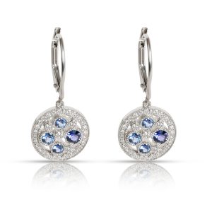 Tiffany Co Cobblestone Diamond Blue Sapphire Earrings in Platinum Cart