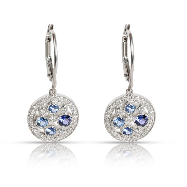 Tiffany Co Cobblestone Diamond Blue Sapphire Earrings in Platinum Tiffany Co Cobblestone Diamond Blue Sapphire Earrings in Platinum